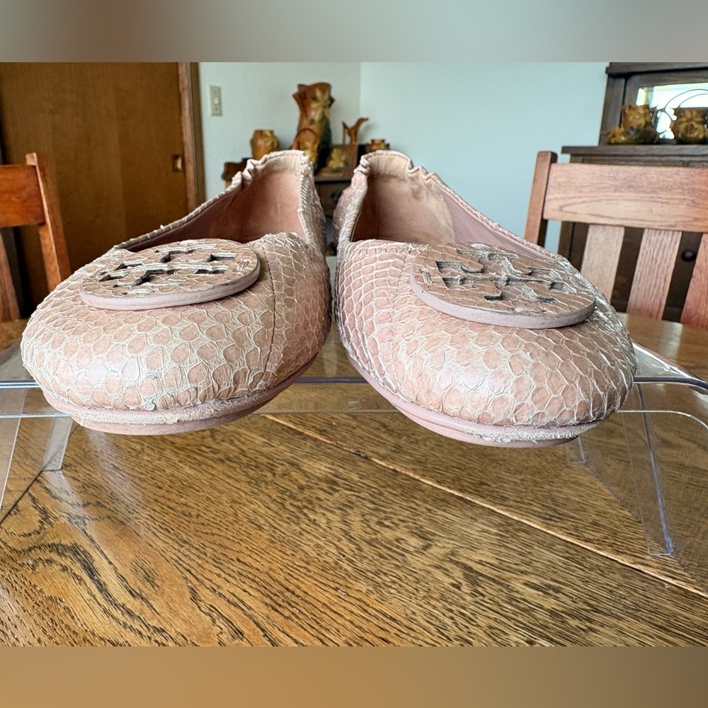 Tory Burch Minnie Embossed Leather Ballet Flat Meadowsweet Pink Size 9 US - Picture 8 of 11
